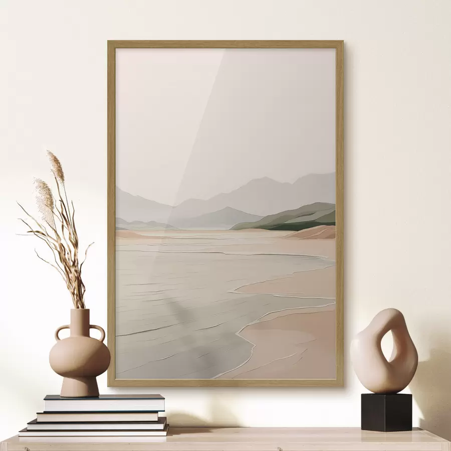 Fototapetai Minimalistinis peizažas su kalnais ir krantu f46248