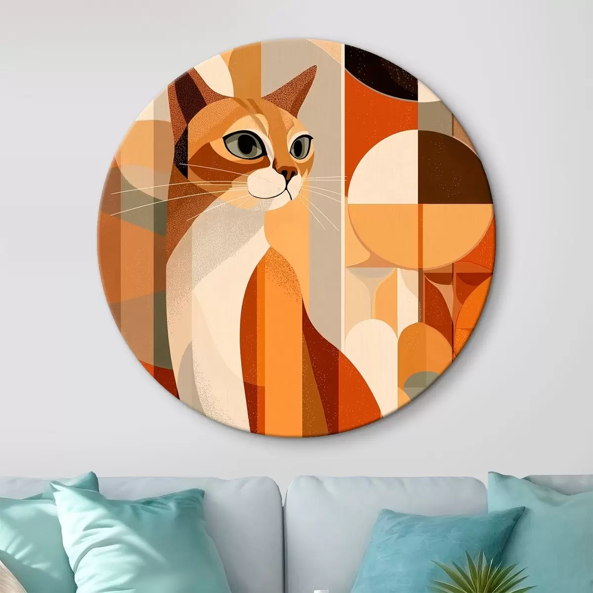Apvalūs paveikslai Geometrinė katė r46208