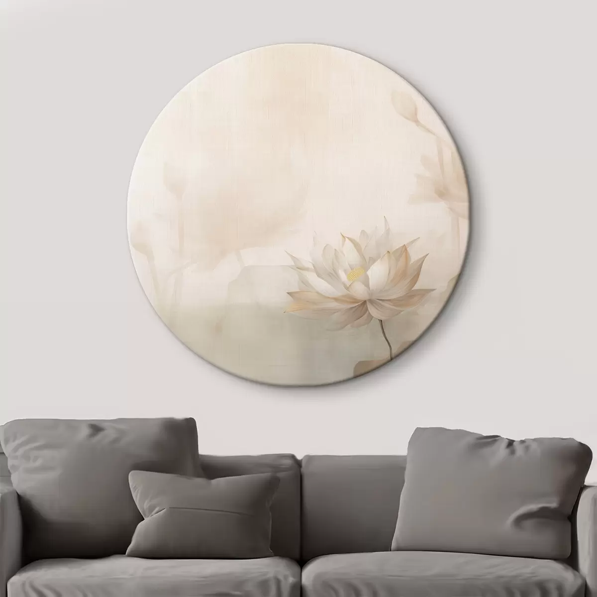 Apvalūs paveikslai Lotus gėlė ant šviesaus fono r46070