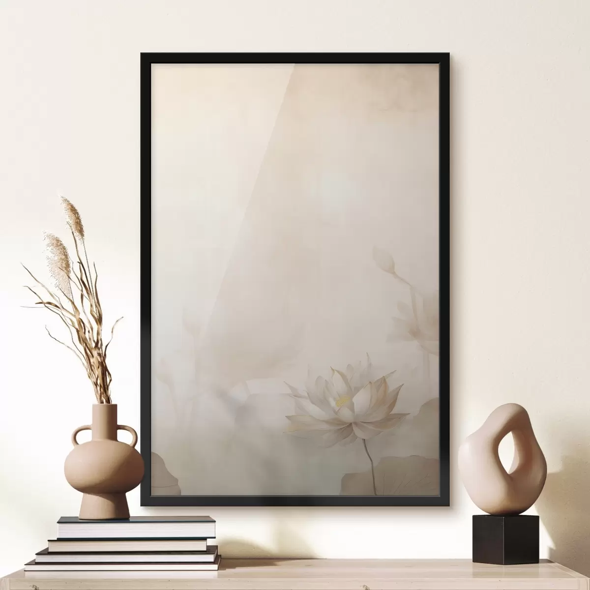 Plakatas Lotus gėlė ant šviesaus fono f46070