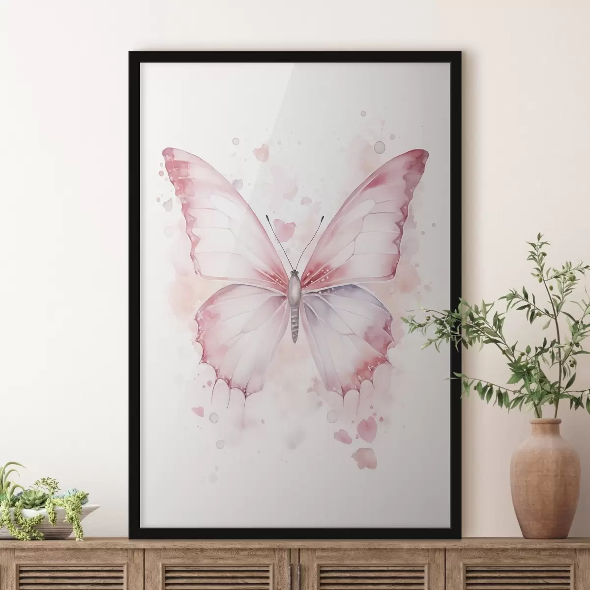 Plakatas Rožinis drugelis, akvarelės technika f46073