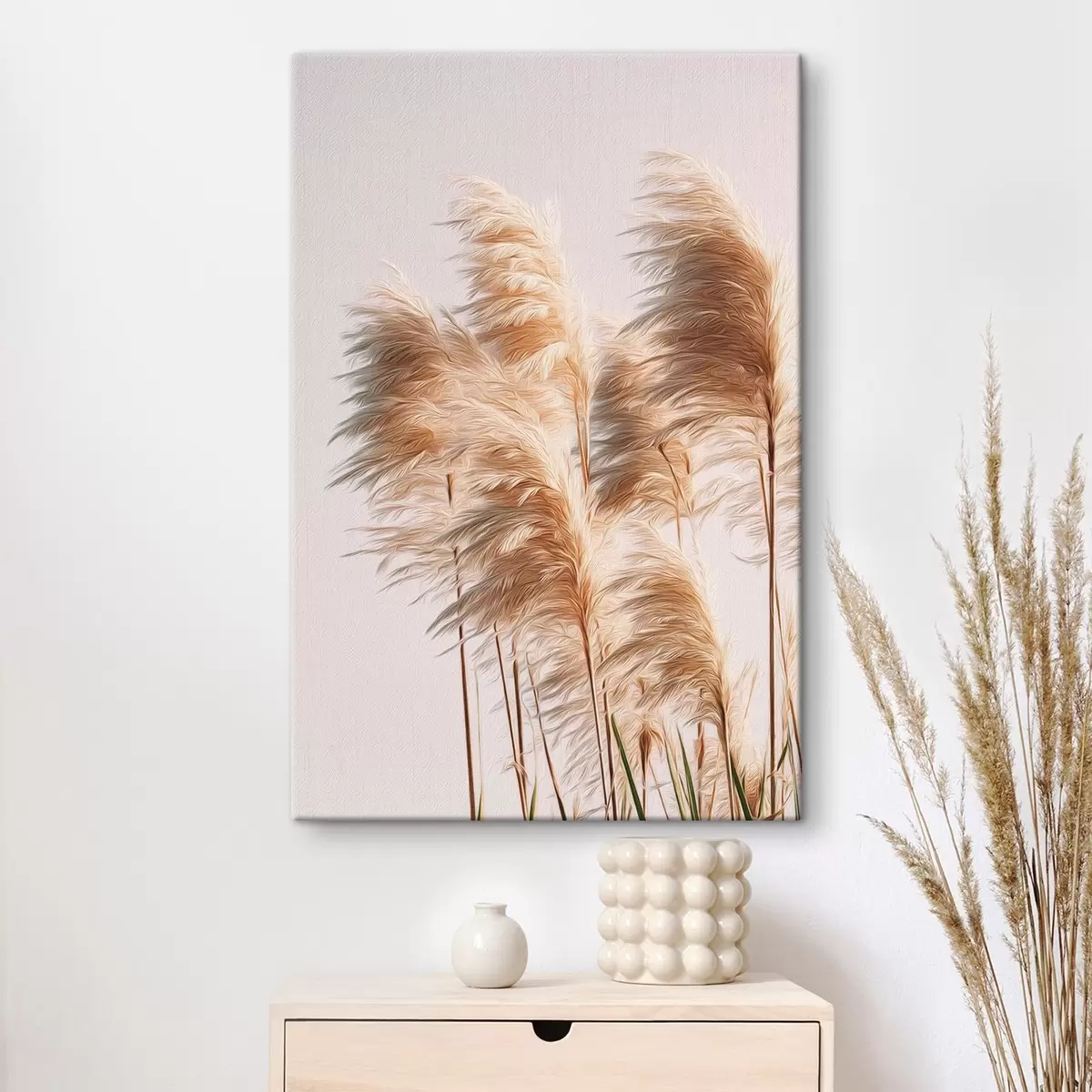 Paveikslėlis Pūkuotos dekoratyvinės žolės šviesiu fonu s46157