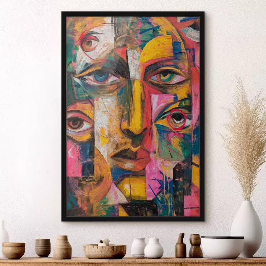 Fototapetai Abstraktus veidas su ryškiais geometriniais pavidalais f46175
