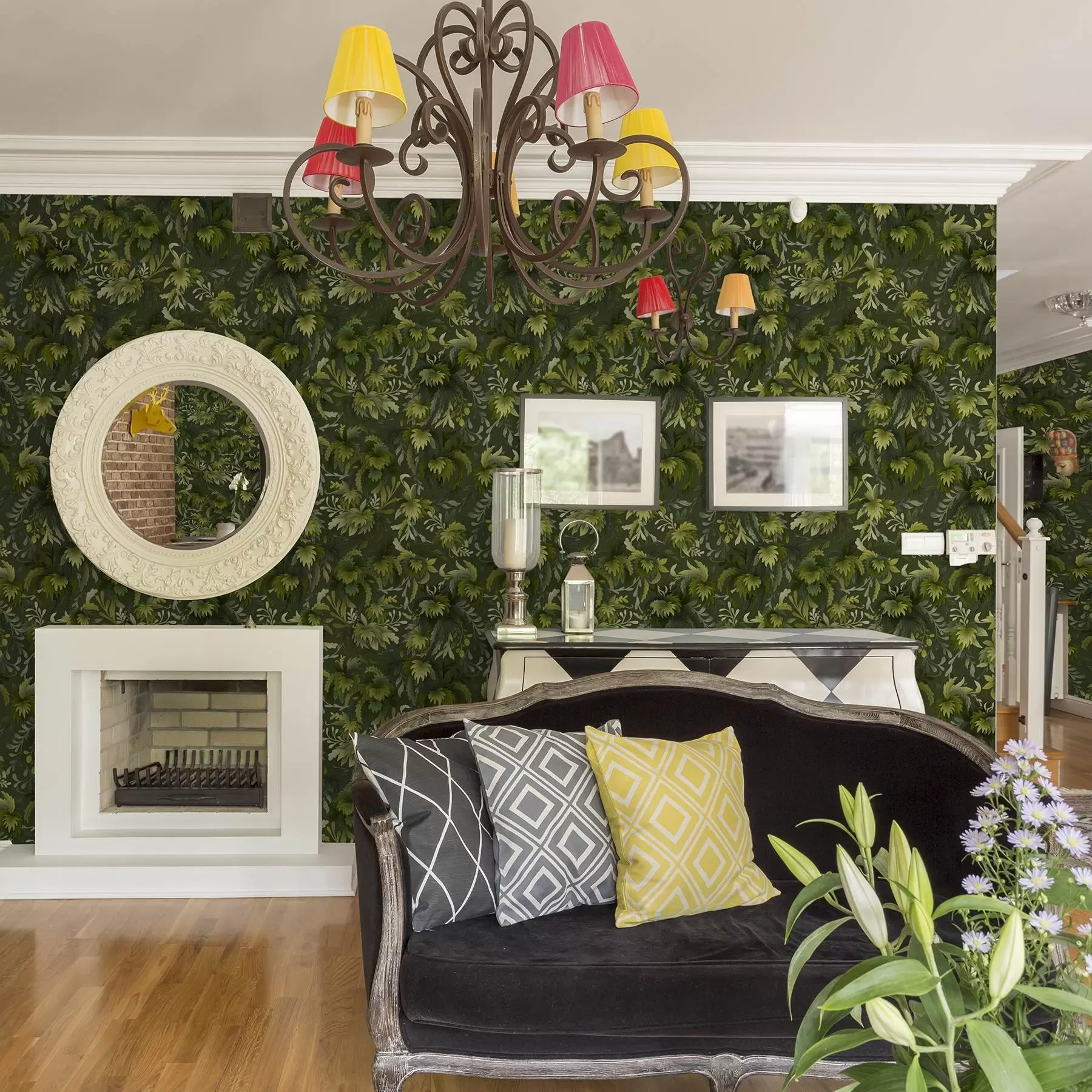 Fototapetai Tankus žalias lapynas ant tamsiai žalios fono a00805