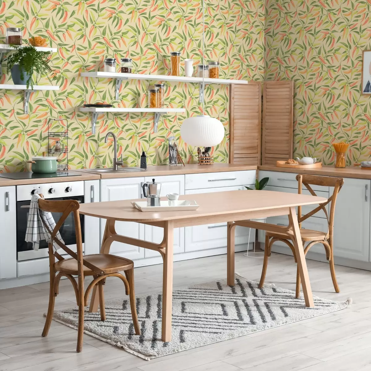 Tapetai Šakos su raudonaisiais ir žaliaisiais pipirais šiltame fone a00829 Tapetai Šakos su raudonaisiais ir žaliaisiais pipirais šiltame fone a00829