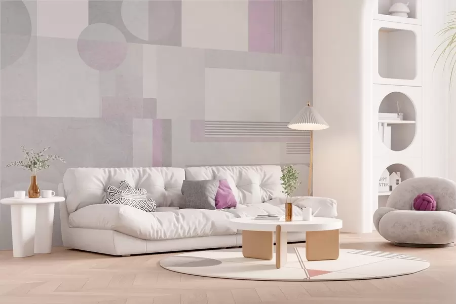 Fototapetai abstrakčioji geometrija pilkos ir levandų atspalviais w04635v1