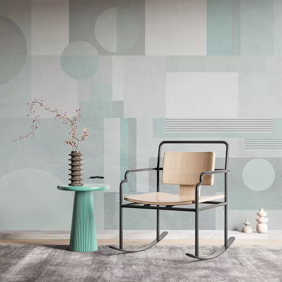 Fototapetai abstrakčioji geometrija pilkai žalios spalvos tonais w04635v3