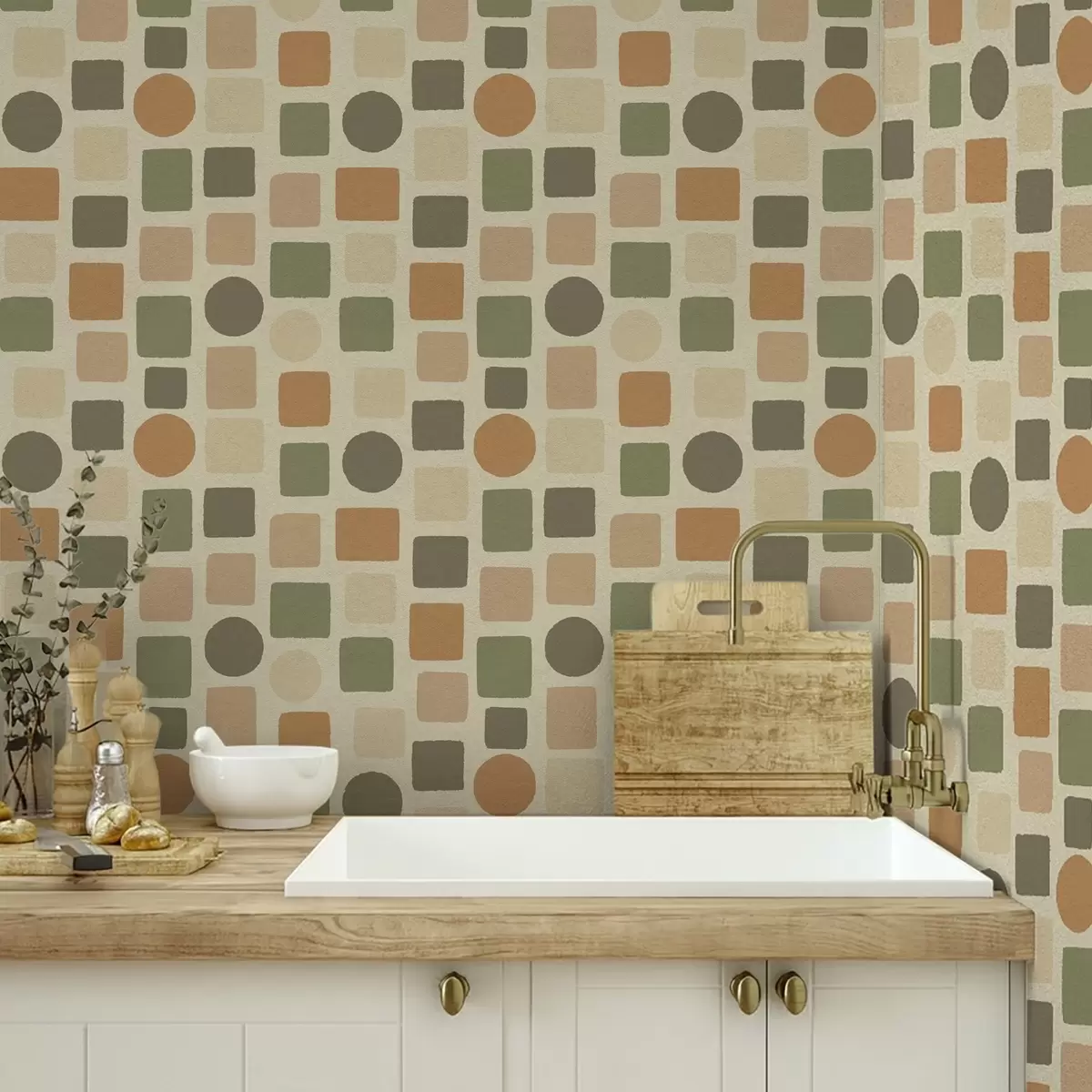 Tapetai Geometrinis kvadratų ir apskritimų raštas šiltų atspalvių a00759 Tapetai Geometrinis kvadratų ir apskritimų raštas šiltų atspalvių a00759