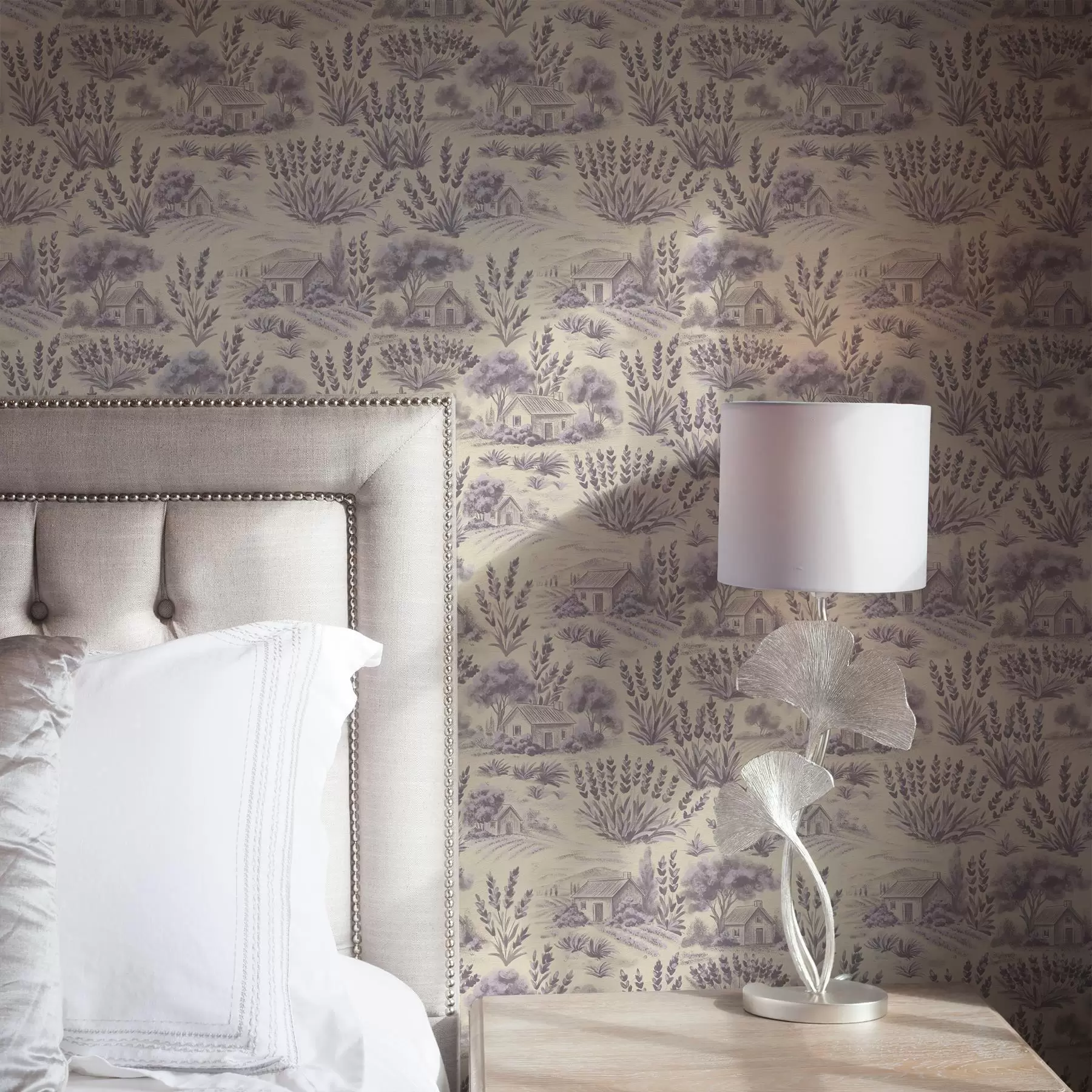 Fototapetai Levandų laukai ir pastelinės spalvos namai a00765