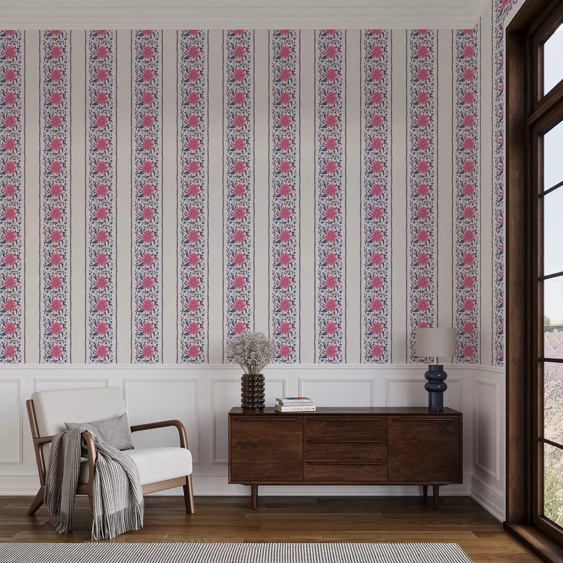 Fototapetai Vertikalios gėlių juostos rausvai violetiniais atspalviais a00810 - Uwalls.lt Fototapetai Vertikalios gėlių juostos rausvai violetiniais atspalviais a00810