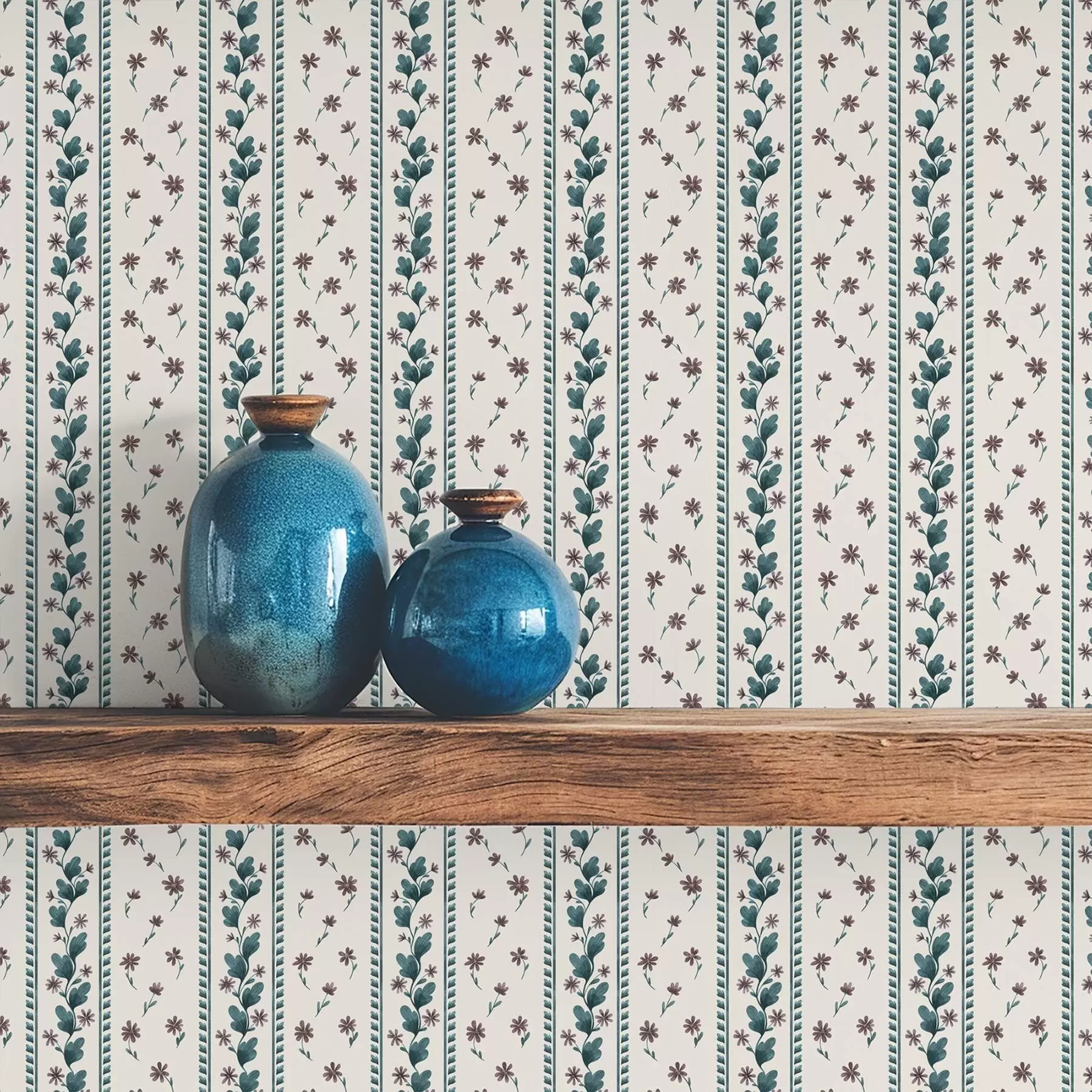 Fototapetai Vertikalios gėlių juostos mėlynai rudos spalvos tonais a00811