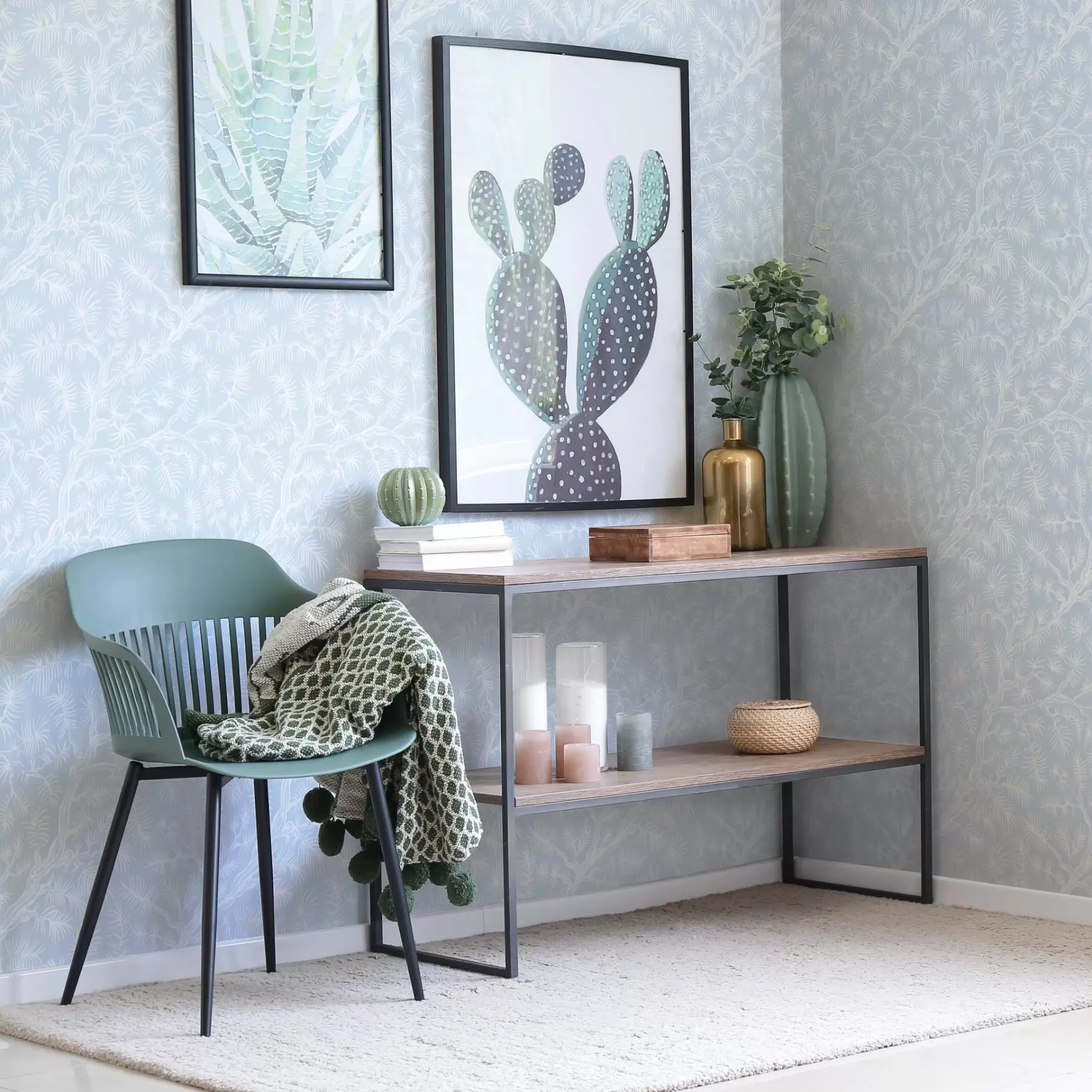 Fototapetai Šviesių atspalvių pušų šakos mėlyname fone a00838