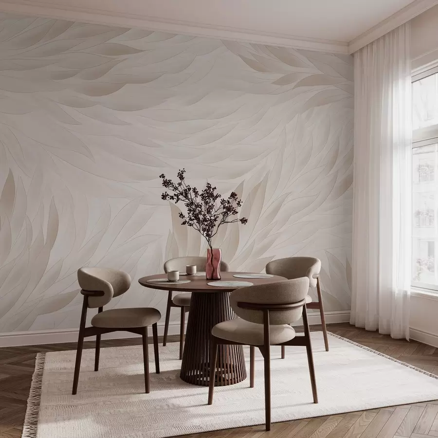 Fototapetai Banguoti lapai švelnių kreminių atspalvių w04610