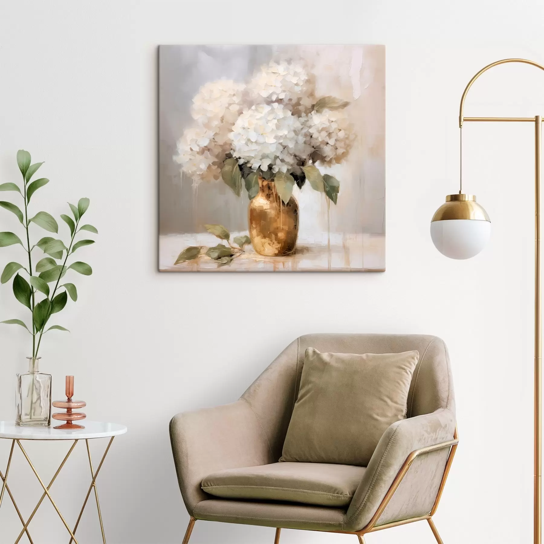 Paveikslėlis Subtilus hortenzijų puokštė vazoje s46263