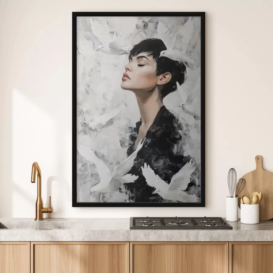 Fototapetai Mergaitė ir paukščiai f46365