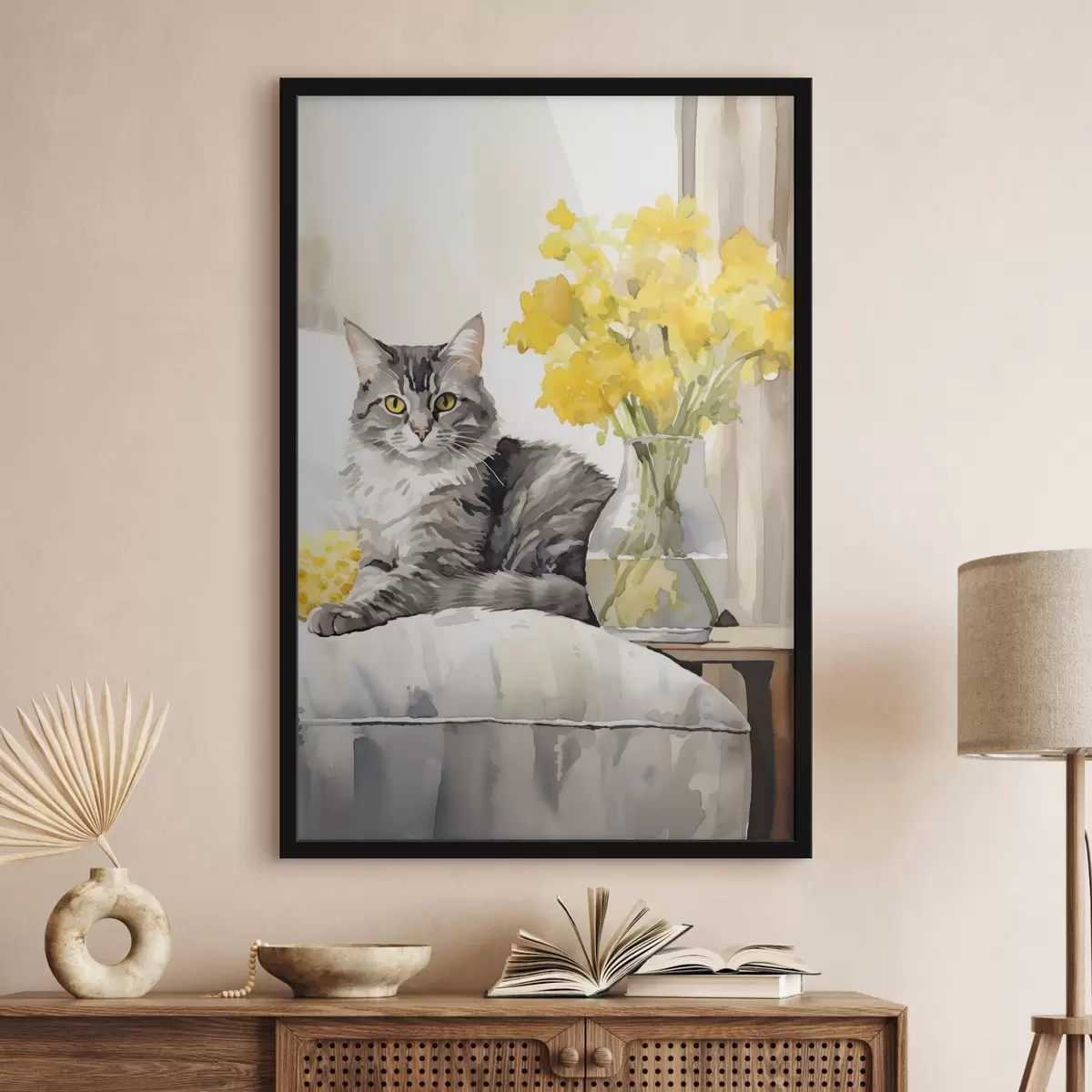 Plakatas Katė ir gėlės f46426