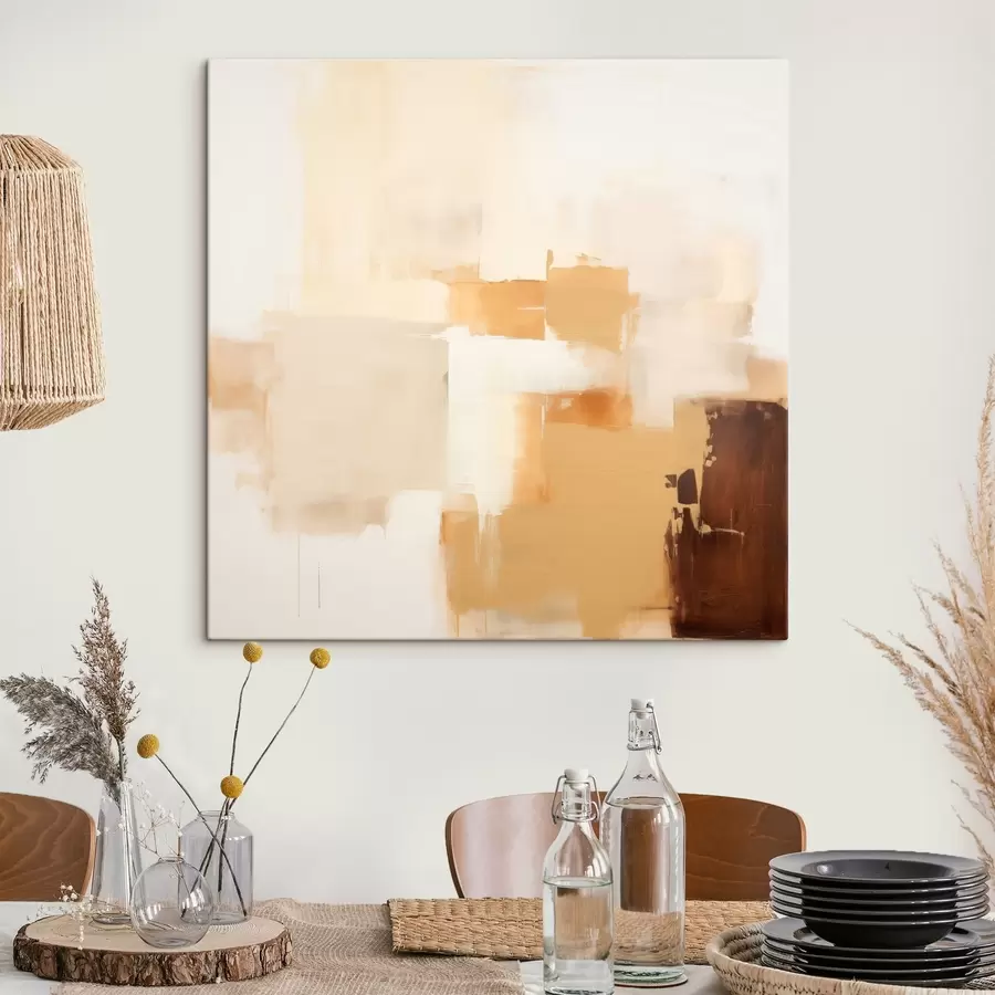 Paveikslėlis Bejos ir rudos geometrinės figūros abstrakčiu stiliumi s46306