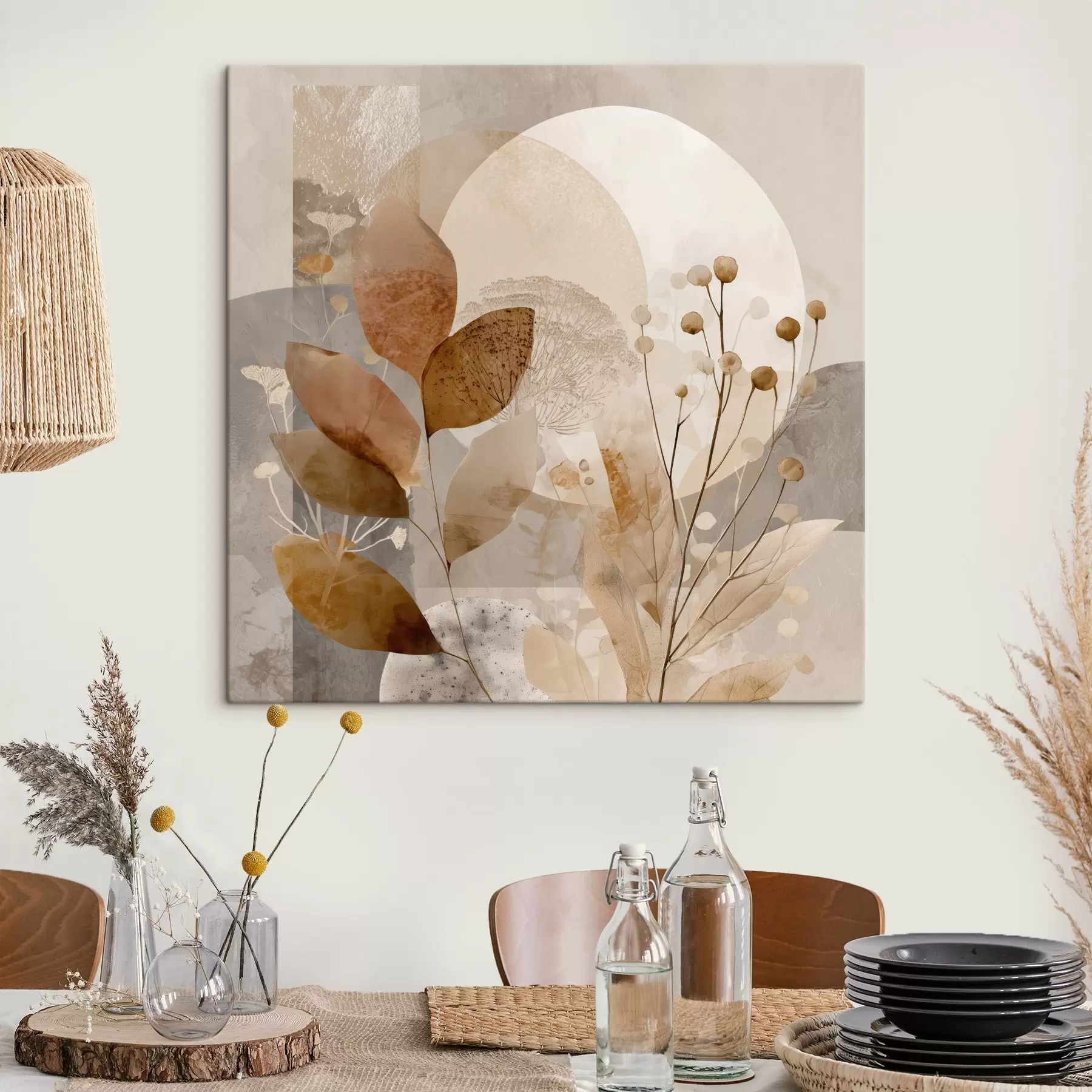 Paveikslėlis Gėlių raštas smėlio ir rudos spalvos s46308