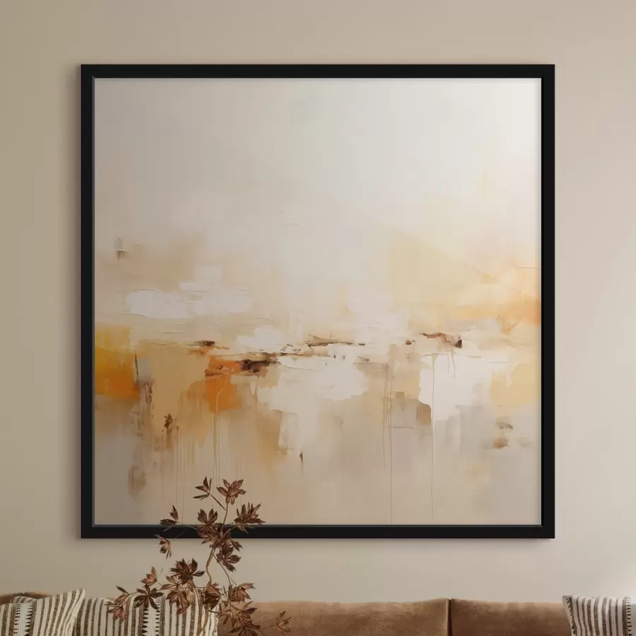 Fototapetai Šviesus aliejinis abstraktus paveikslas su oranžiniais akcentais f46315