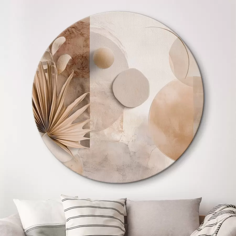 Paveikslėlis Džiovinti palmių lapai ir 3D apskritimai smėlio spalvos tonais r46310