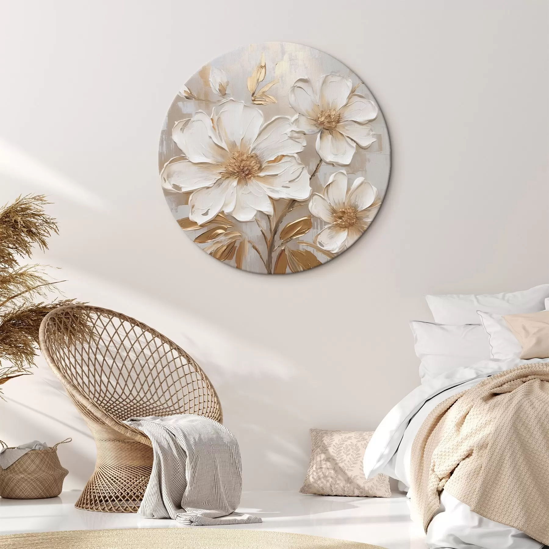 Paveikslėlis Tekstūruotos gėlės šviesiu fonu su šiltais atspalviais r46166