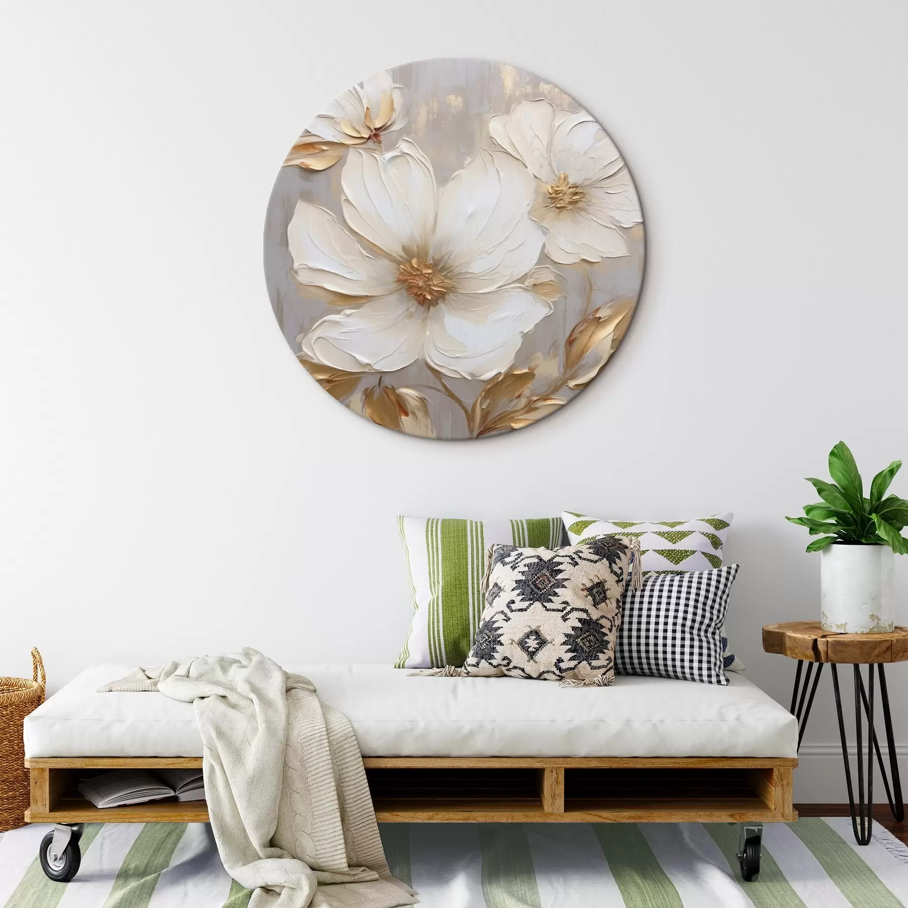 Paveikslėlis Didelės tekstūruotos gėlės su šiltų spalvų potėpiais r46176