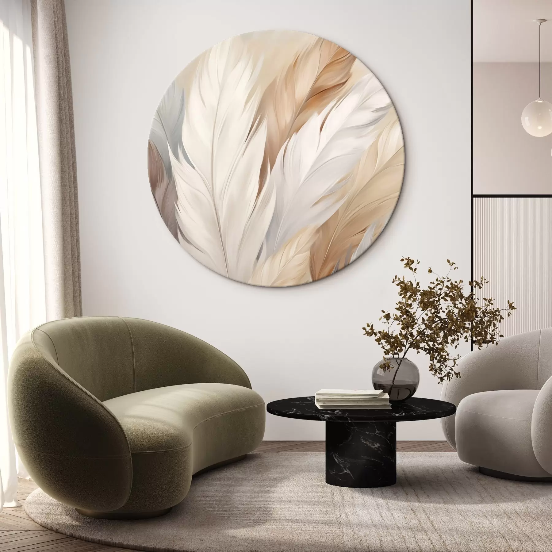 Paveikslėlis Minkštos plunksnos smėlio ir pilkos spalvos tonais r46190