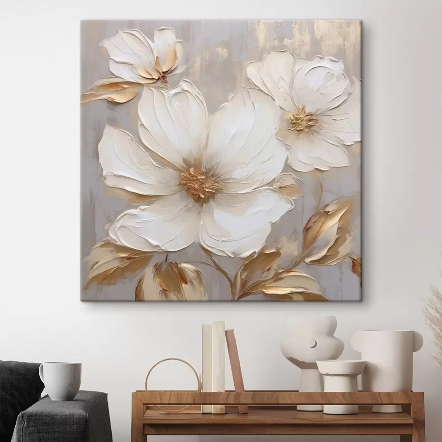 Paveikslėlis Didelės tekstūruotos gėlės su šiltų spalvų potėpiais s46176