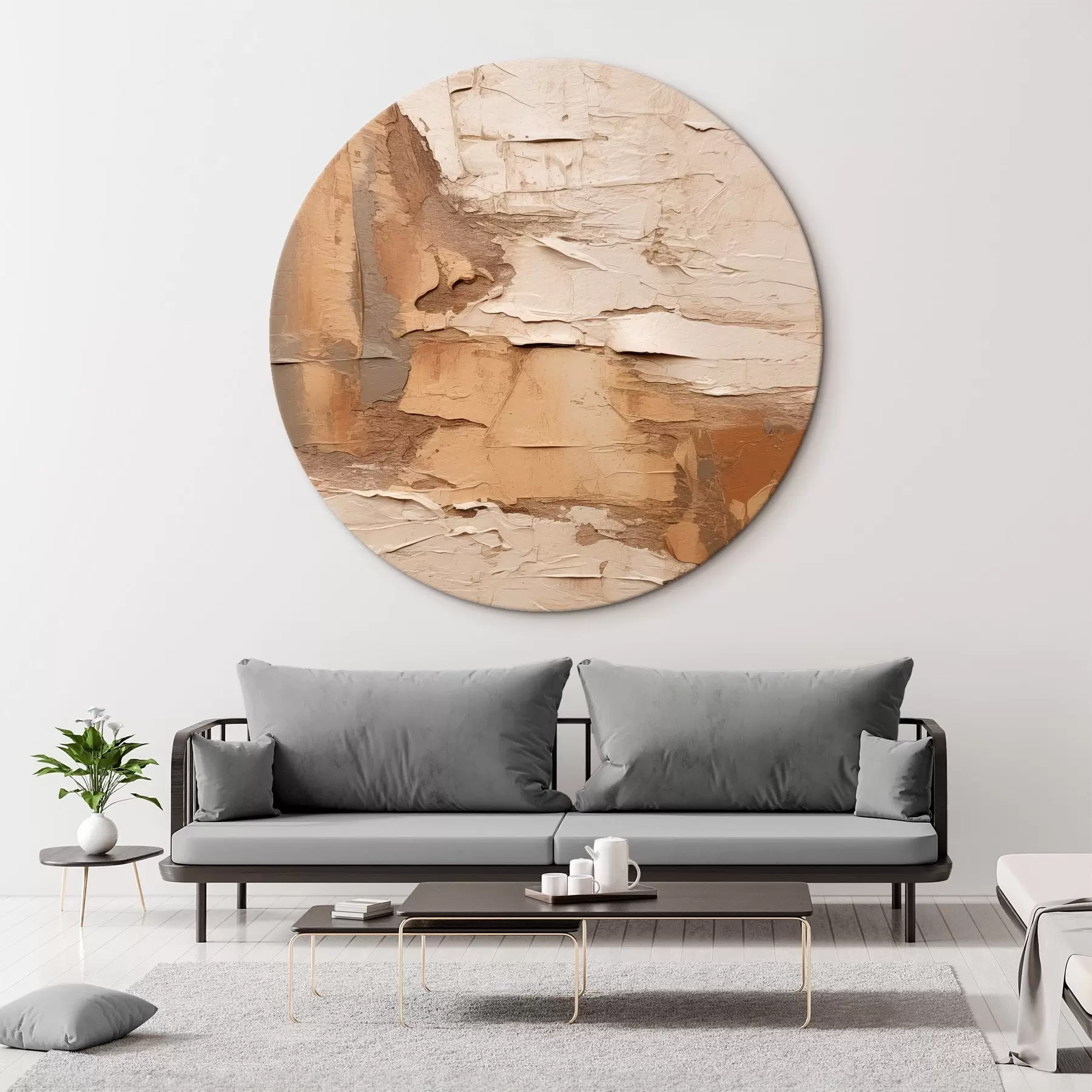 Paveikslėlis Abstraktus paveikslas su storais potėpiais, smėlio ir rudos spalvos tonais, tekstūruotu paviršiumi, neutralių spalvų palete r46273