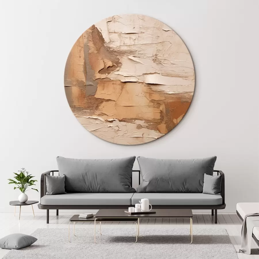 Paveikslėlis Abstraktus paveikslas su storais potėpiais, smėlio ir rudos spalvos tonais, tekstūruotu paviršiumi, neutralių spalvų palete r46273