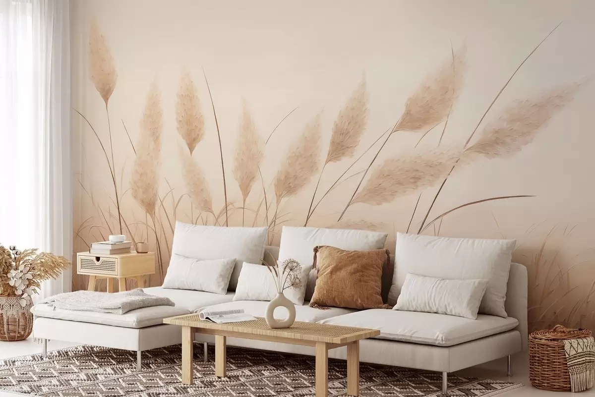 Fototapetai Minkšta smėlio spalvos pampų žolė lauke w09324 - Uwalls.lt Fototapetai Minkšta smėlio spalvos pampų žolė lauke w09324
