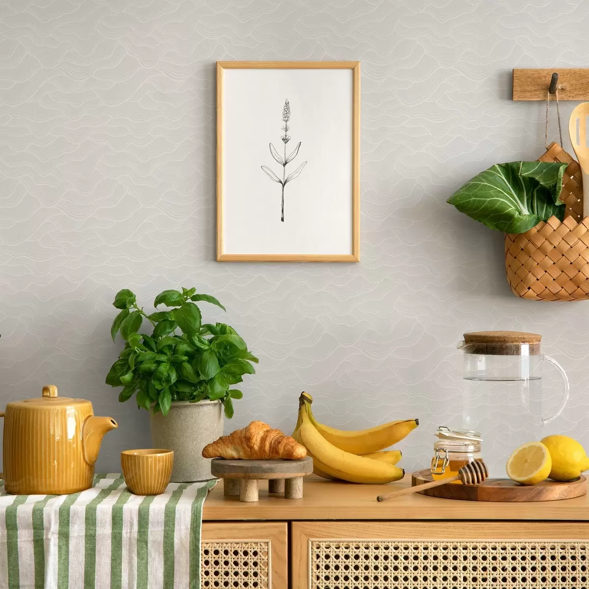 Tapetai Šviesos bangos, beveik baltas reljefas, minimalus a00682v2