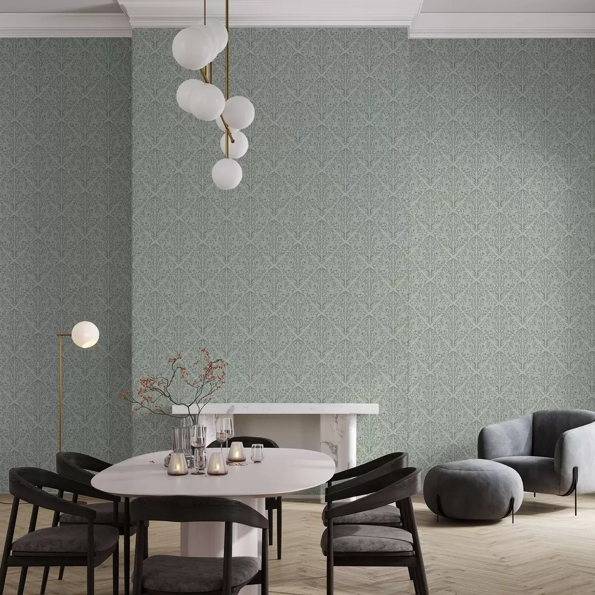 Tapetai Lacy fotografuoja ant pastelinės žalios, švelnios gylio a00815v3