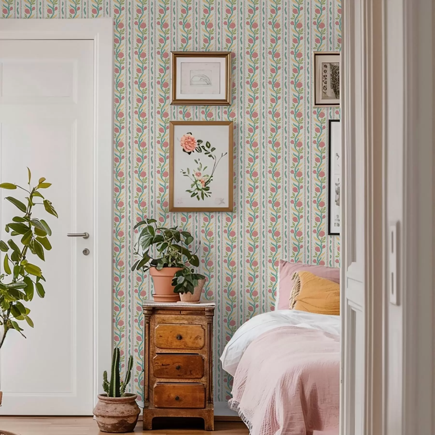 Fototapetai Juostelės su koralų pumpurais ant šviesiai kreminės spalvos fono a00816v1