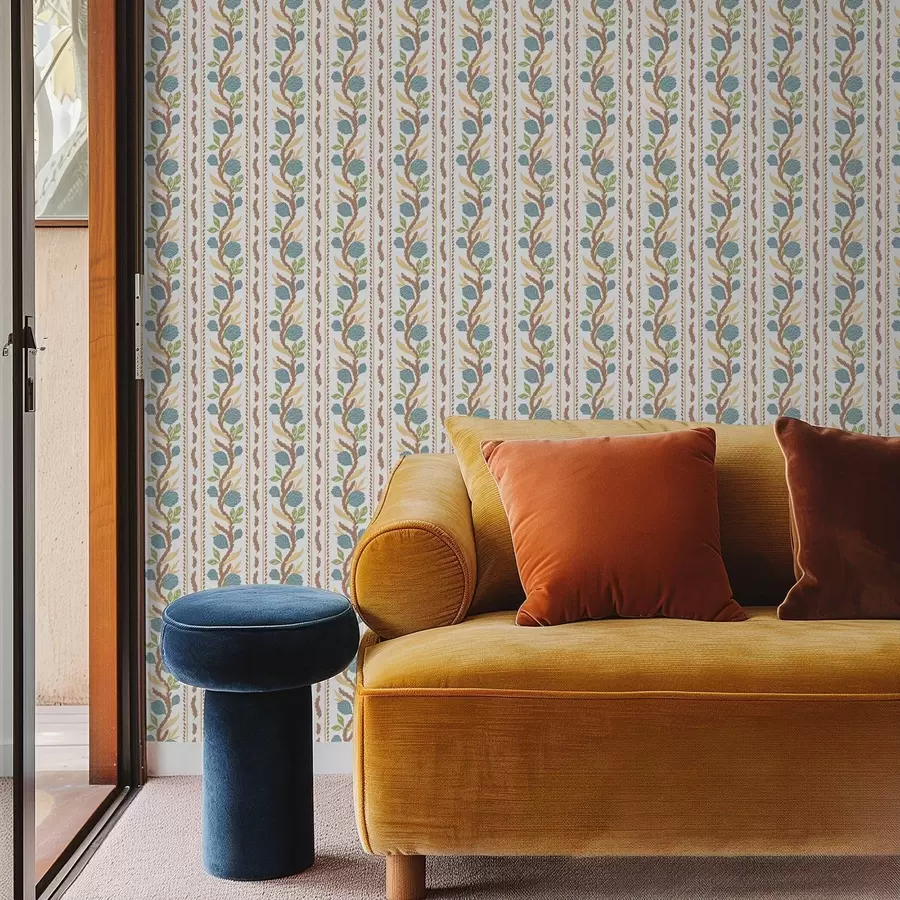 Fototapetai Vertikalios puokštės juostos su mėlynomis gėlėmis a00816v2