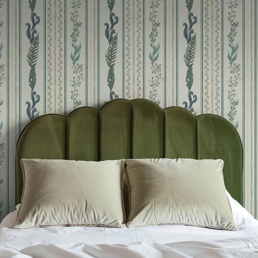 Fototapetai Juostos su šakomis ir garbanomis ant šilto pieno spalvos fono a00823v2