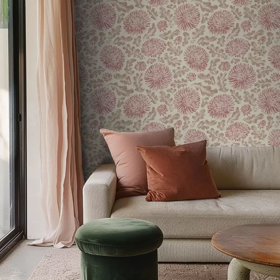 Fototapetai Chrizantemos su vyno akcentais ant kreminės spalvos fono a00840v1