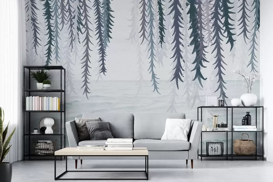 Fototapetai Subtilūs vynmedžiai, kabančios virš vandens, akvarelės stiliumi w04830v3