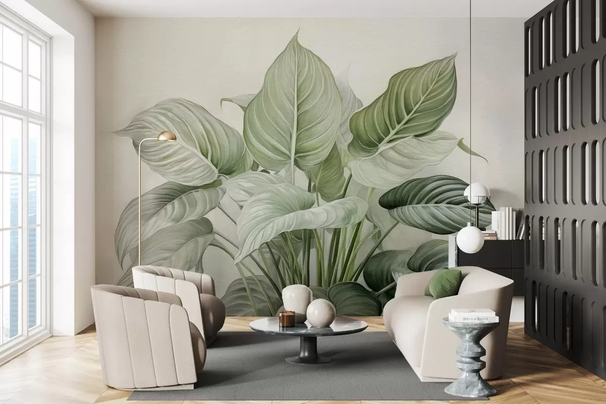 Fototapetai Sodrus žalios lapų krūmas ant sienos w04835 - Uwalls.lt Fototapetai Sodrus žalios lapų krūmas ant sienos w04835