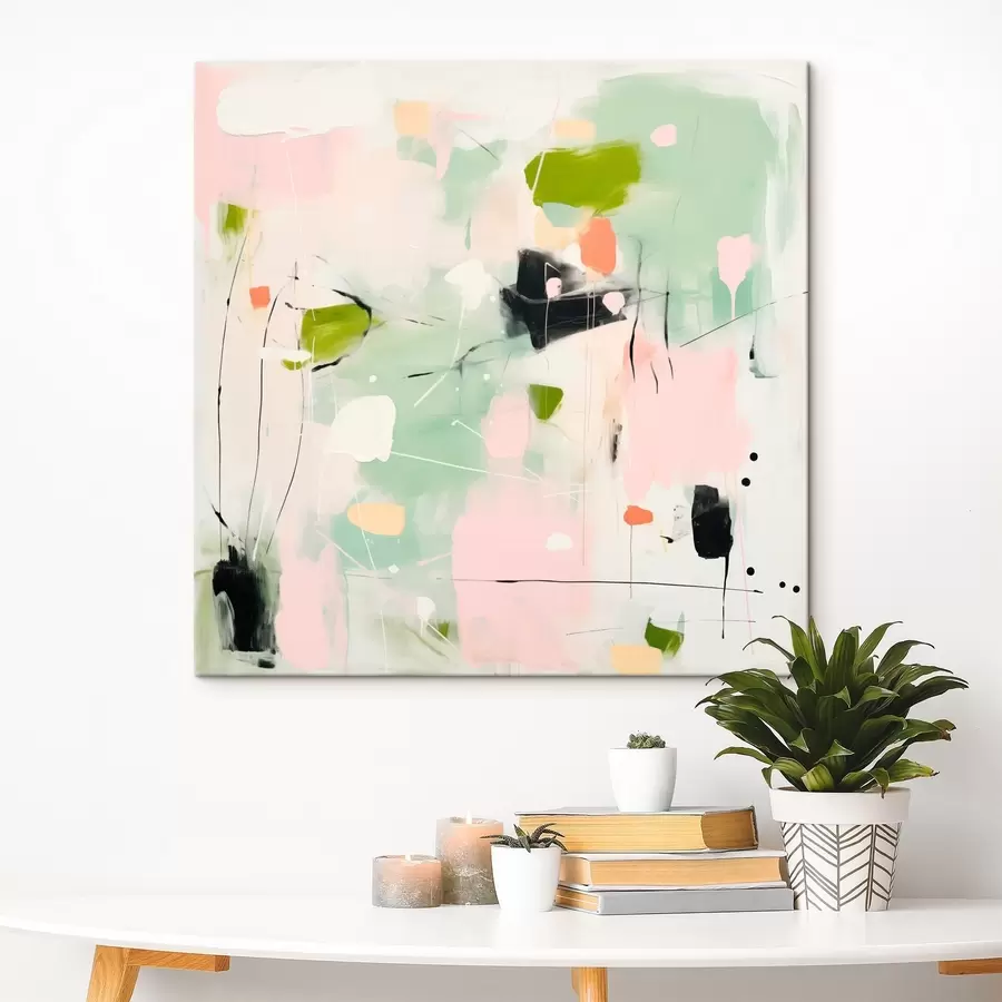 Paveikslėlis Rožinė ir mėtų spalvos, pastelinės potėpiai s46324