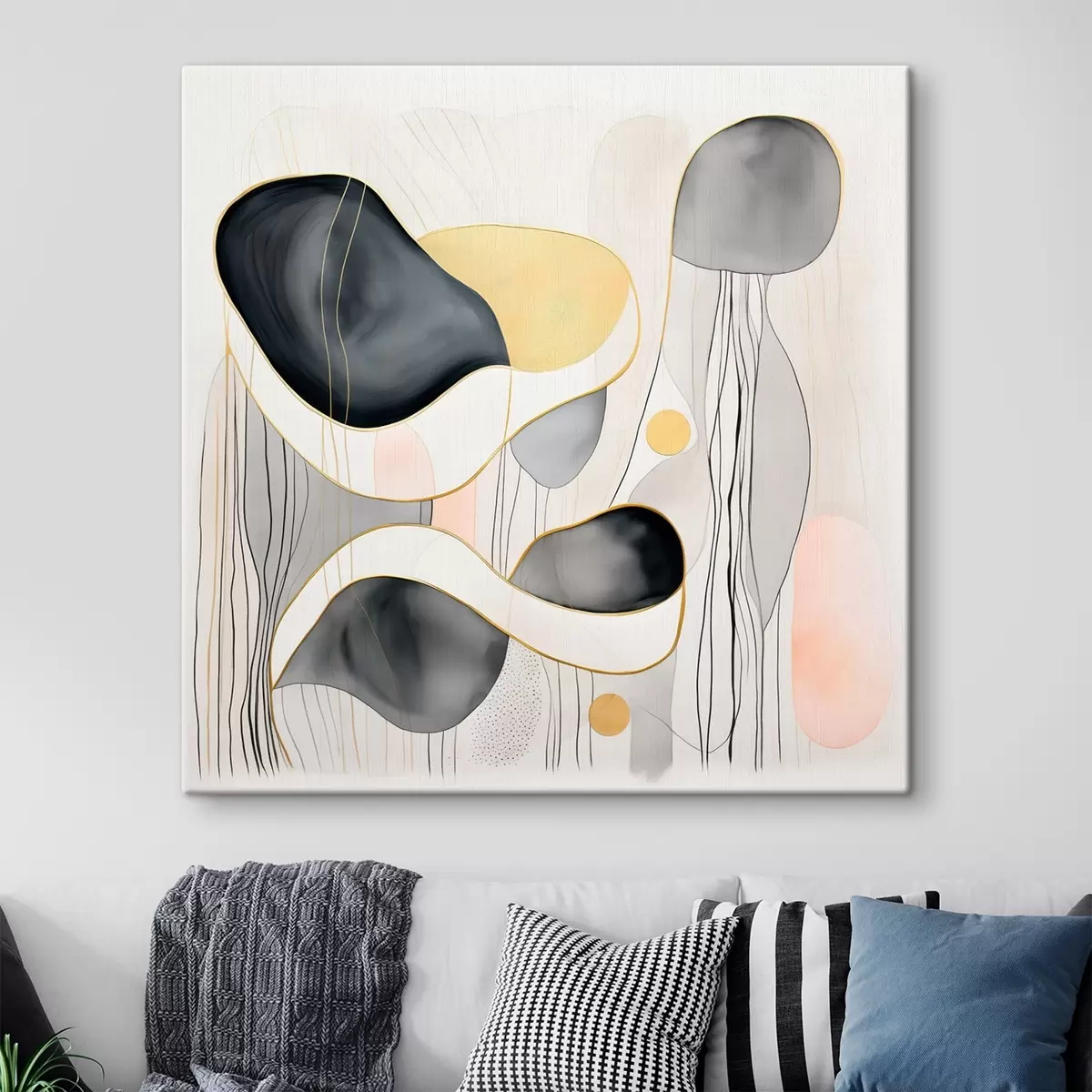 Paveikslėlis Neutrali kompozicija, pilkos ir smėlio spalvos dėmės moderniu stiliumi s46334 - Uwalls.lt Paveikslėlis Neutrali kompozicija, pilkos ir smėlio spalvos dėmės moderniu stiliumi s46334