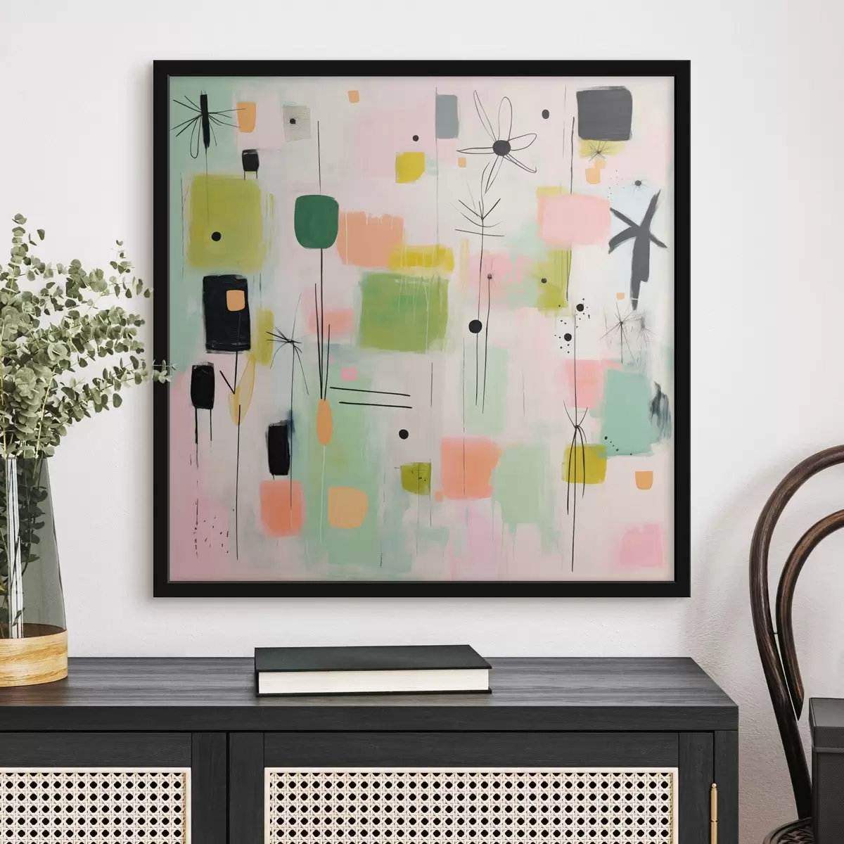 Plakatas Abstrakčios gėlės, lengva kompozicija aliejaus stiliumi f46325