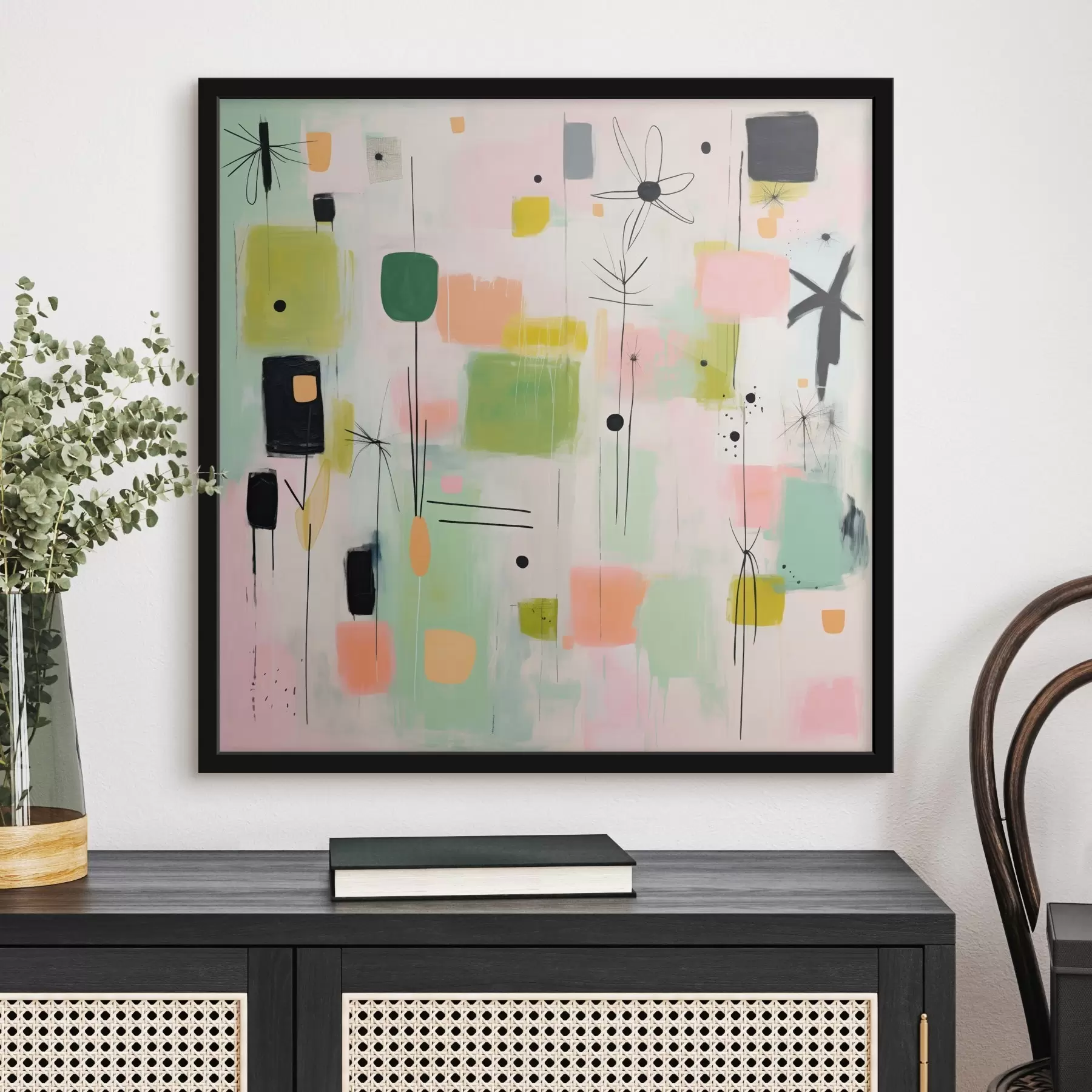 Fototapetai Abstrakčios gėlės, lengva kompozicija aliejaus stiliumi f46325