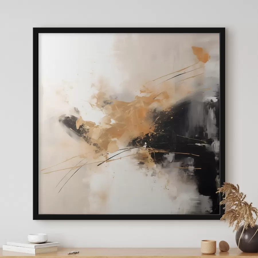 Fototapetai Oranžinės ir juodos linijos, moderni abstrakcija f46327