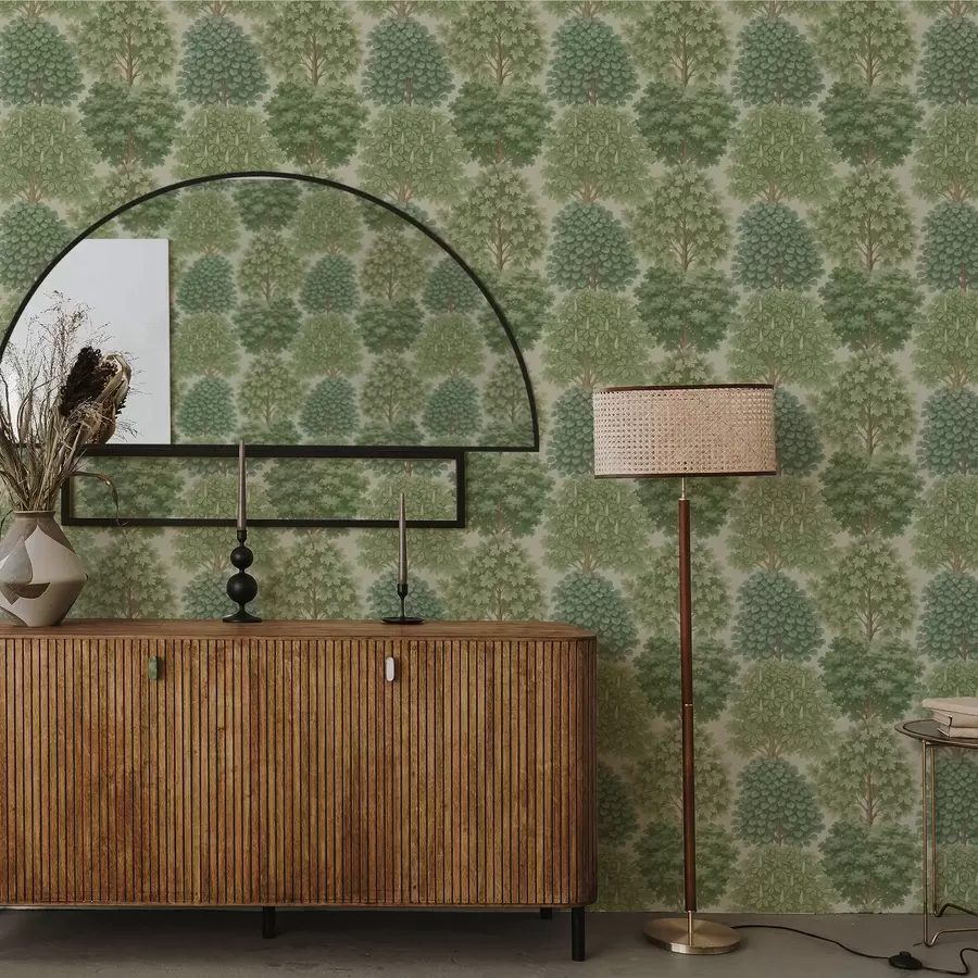 Fototapetai Medžių sodas švelniai žalios spalvos ant šviesaus fono a00775