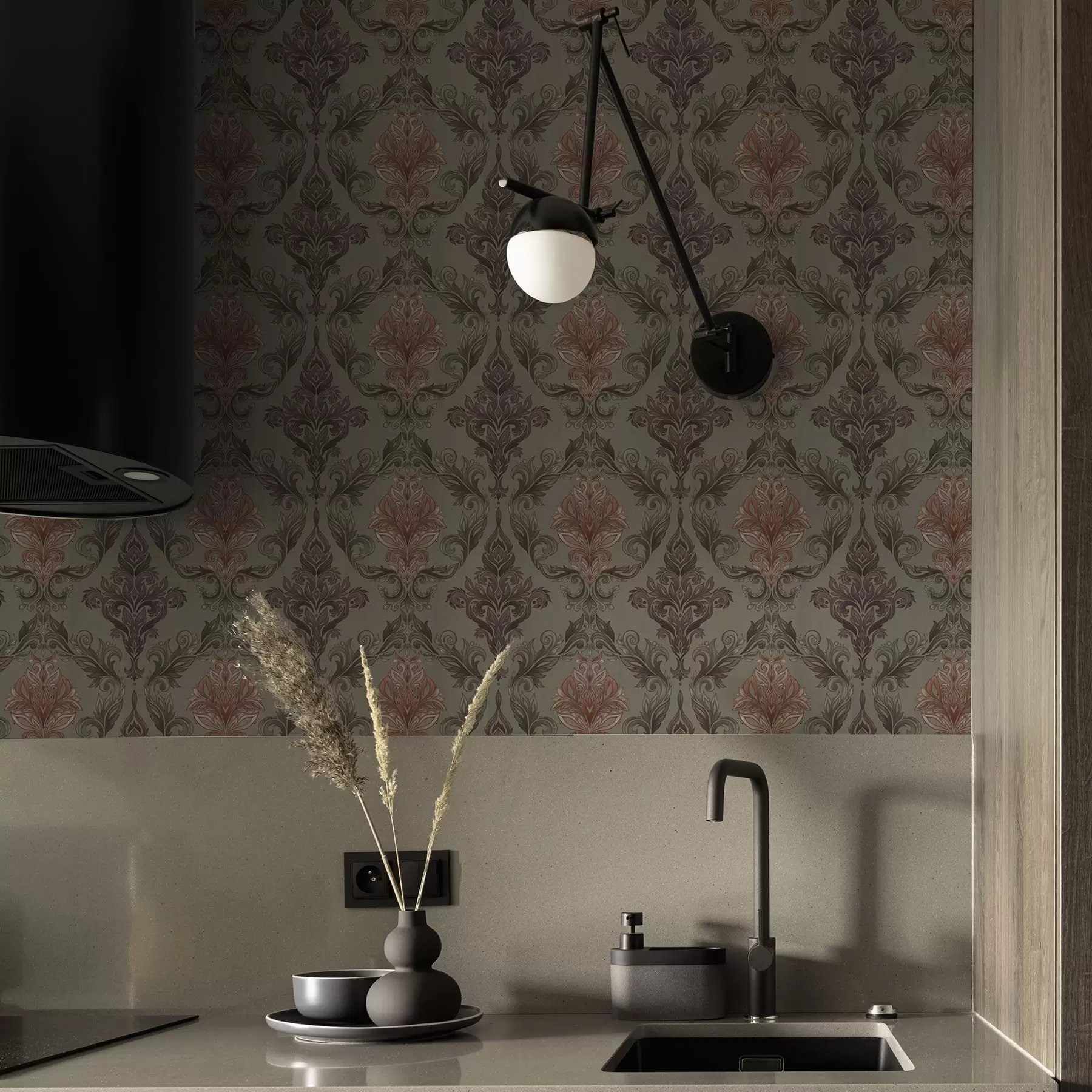 Fototapetai Terakotos damastas ant prislopinto alyvuogių fono a00828v3