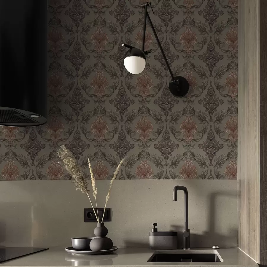 Fototapetai Terakotos damastas ant prislopinto alyvuogių fono a00828v3