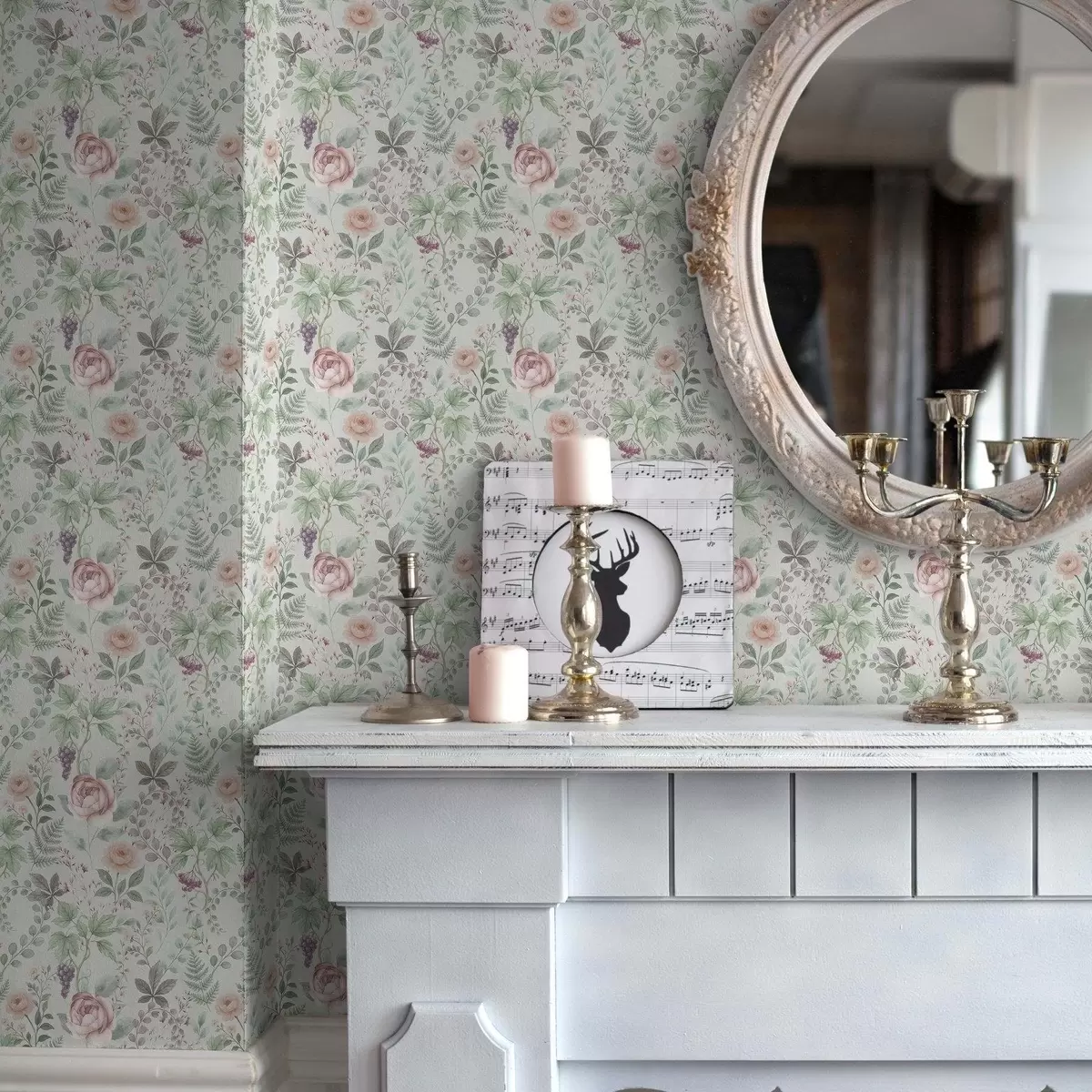 Fototapetai Pastelinė sodas su rožėmis, paparčiais ir vynuogėmis a00867