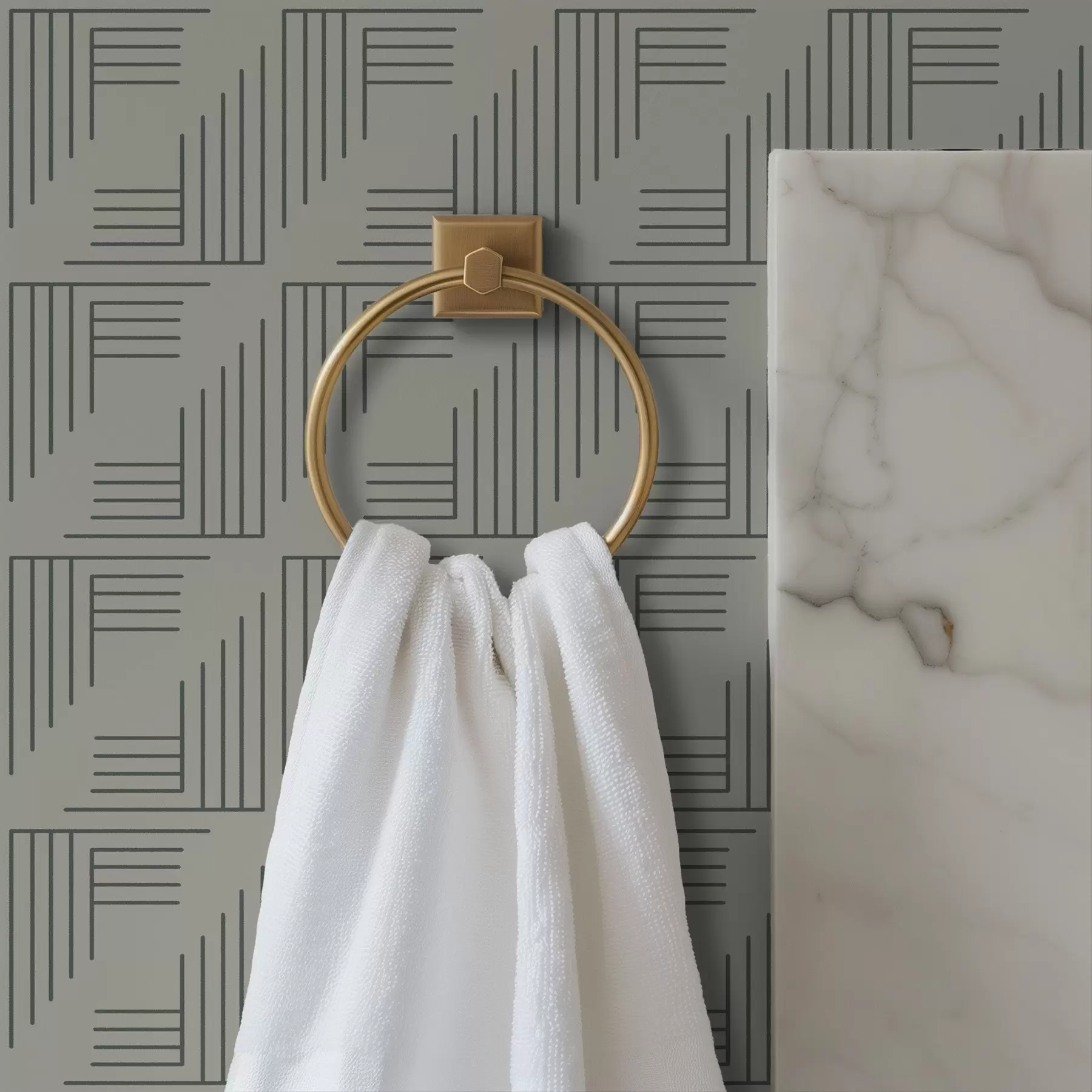 Fototapetai Linijiniai kampiniai blokai, sudarantys kvadratus šiltos pilkos spalvos a00907