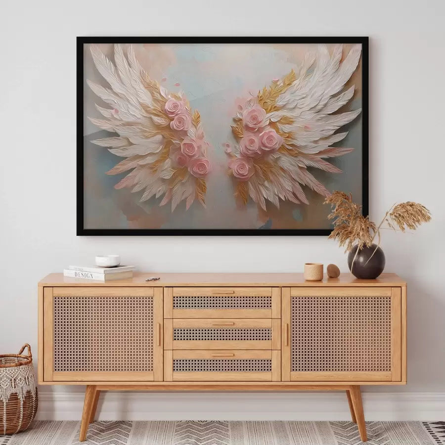 Fototapetai Sparnai geltonos ir rožinės spalvos f46551